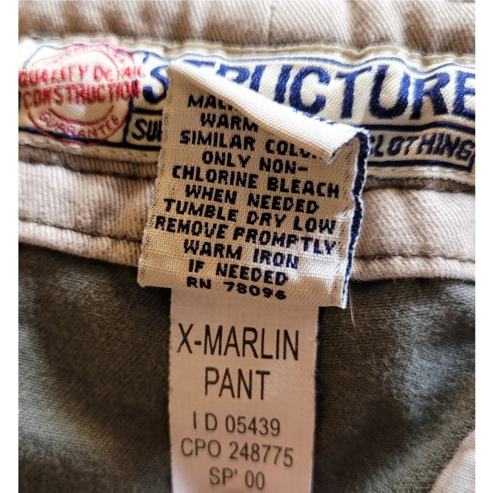 Vintage 90s Structure Men Zip Cargo Pants Utility Size M Army Green X-Marlin